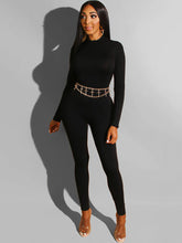 Langärmliger, einfarbiger Jumpsuit mit Reißverschluss